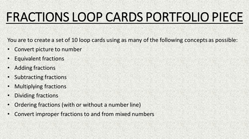 Fraction loop cards task