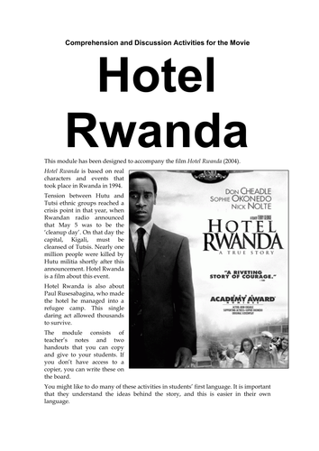 Hotel Rwanda Resources Teaching Resources 