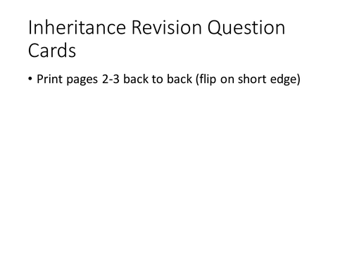 IGCSE Biology Inheritance Revision Question Cards