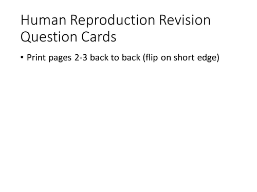 IGCSE Biology Human Reproduction Revision Question Cards