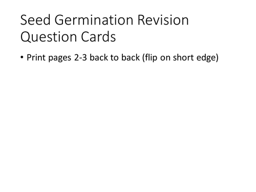 IGCSE Biology Seed Germination Revision Question Cards