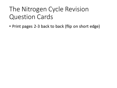 IGCSE Biology Nitrogen Cycle Revision Question Cards