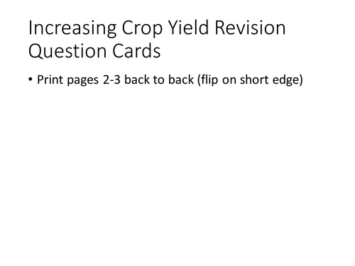 IGCSE Biology Increasing Crop Yield Revision Question Cards