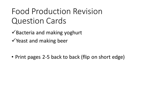 IGCSE Biology Food Production Revision Question Cards
