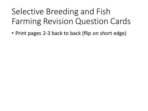IGCSE Biology Selective Breeding and Fish Farming Revision Question Cards
