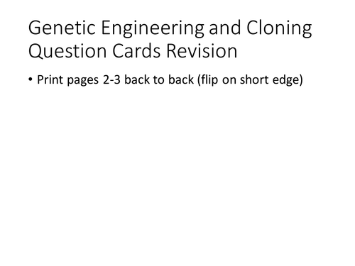IGCSE Biology Genetic Engineering and Cloning Revision Question Cards