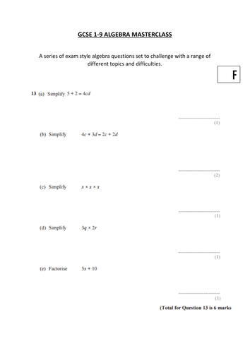 GCSE Maths 1-9 Algebra Exam-Style Questions
