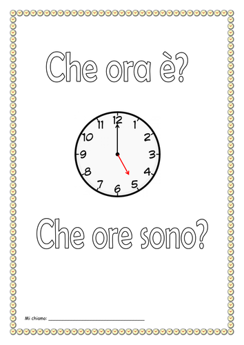 ITALIAN  - Che ora è? - Che ore sono? - Worksheets