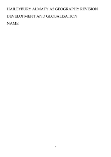 AQA A2 Development and Globalisation revision booklet