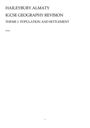 Cambridge IGCSE Population and Settlement revision guide