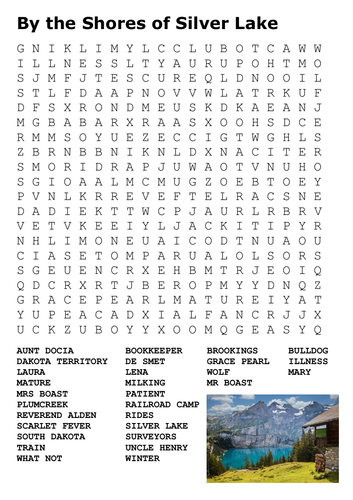 By the Shores of Silver Lake Laura Ingalls Wilder Word Search