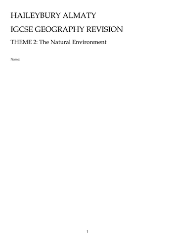 Cambridge IGCSE Natural Environments revision guide