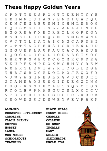 These Happy Golden Years Laura Ingalls Wilder Word Search