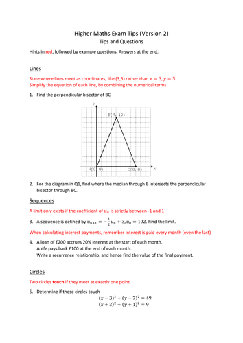 Higher Maths Exam Tips