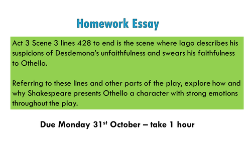AQA A'Level Language and Literature (7707) "Othello" Acts 4 and 5