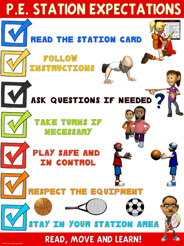 PE Poster: Station Expectations- Middle and High School Version