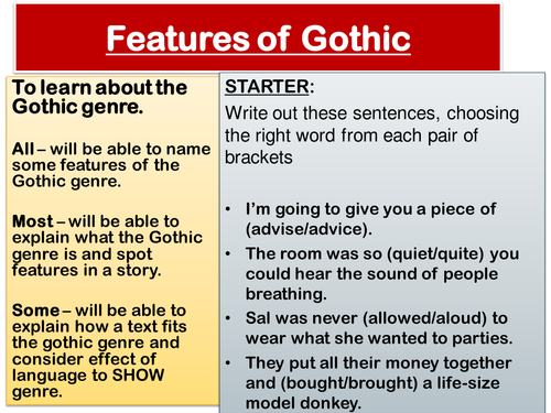 Features of Gothic stories KS3