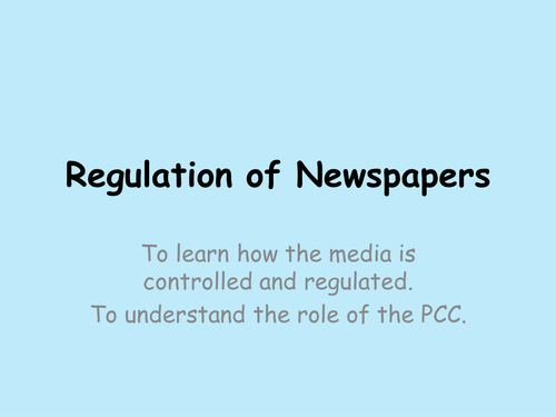 Regulation of newspapers A2 Media