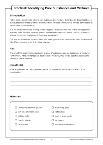 Identifying Pure Substances and Mixtures [Practical]