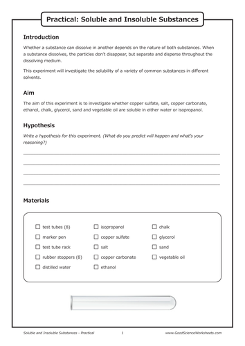 Soluble and Insoluble Substances [Practical]