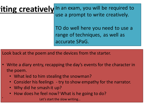 Slow writing - develop creative writing