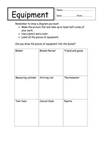 Lab Equipment Quiz Worksheet - Nidecmege