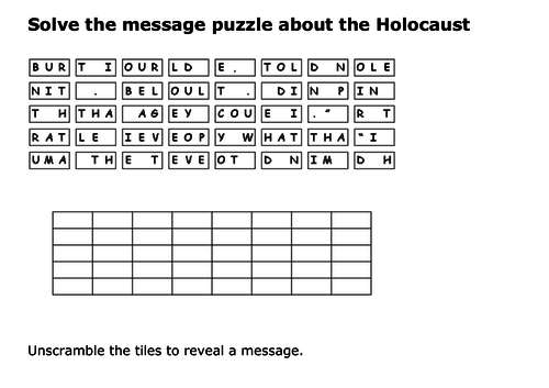 solve the message puzzle about the holocaust teaching