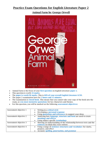 Animal Farm exam questions