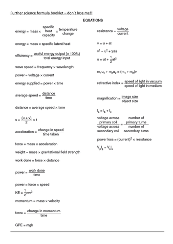 Suvat Equations For Science Teaching Resources 0568