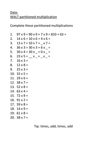 Partitioning Multiplication