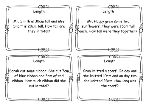 year 2 length word problems task cards early morning