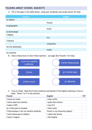 Talking about school subjects