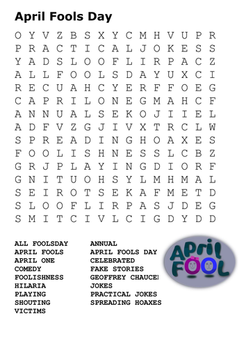 April Fools Day Word Search by sfy773 Teaching Resources Tes
