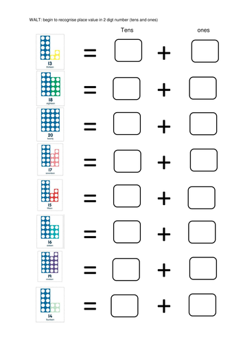 teen number partitioning teaching resources