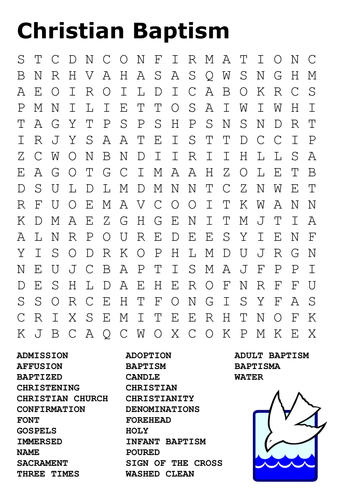 Christian Baptism Word Search by sfy773 - Teaching 