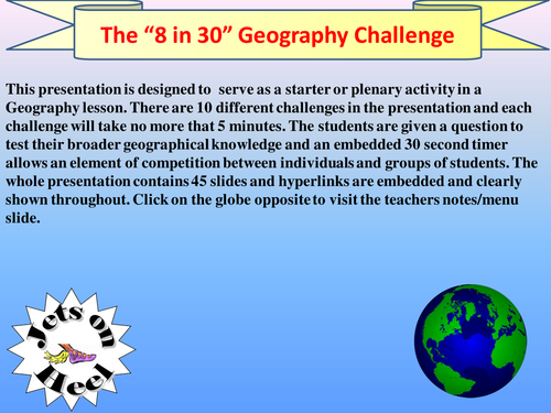 The 8 in 30 Geography Challenge