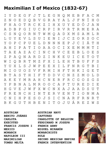 Maximilian I of Mexico Word Search