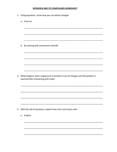 NITROGEN WORKSHEET