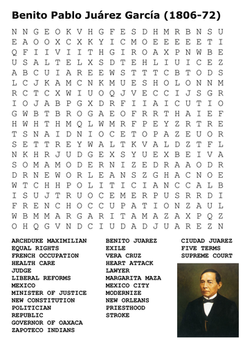 Benito Pablo Juárez García Word Search