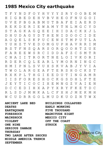 1985 Mexico City Earthquake Word Search