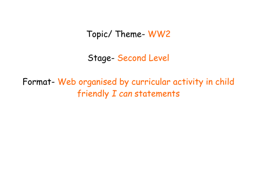 WW2 Planning Web Upper Primary/ KS2/ Second Level