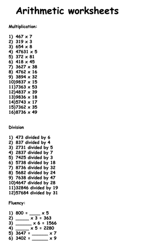 Year 6 Arithmetic Lesson