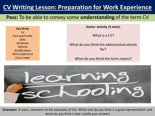 CV writing lesson/support