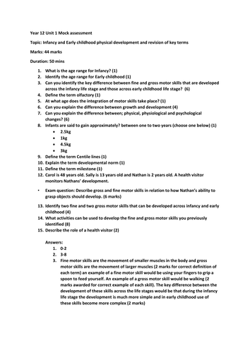 Unit 1 NQF level 3 HSC mock assessment