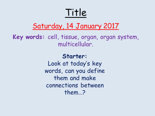 AS Level Biology- Organisation, Cells to Organ Systems