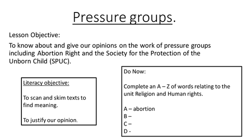 Pressure Groups - Abortion Rights Vs SPUC