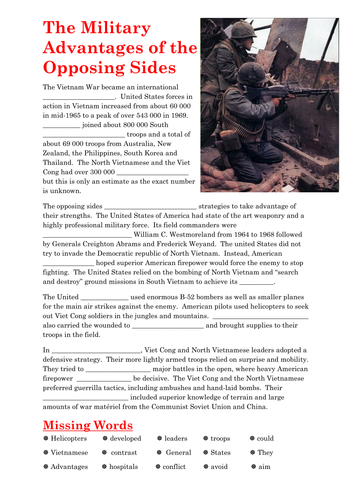 The military advantage of the opposing sides