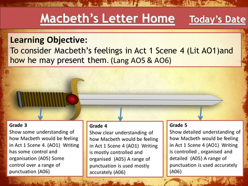 Macbeth - Lesson 6 - Looking at Act 1 Scene 4 - Tailored for the new Eduqas GCSE