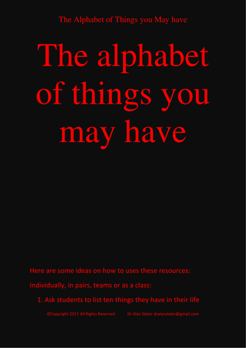 The Alphabet Of Things You May Have