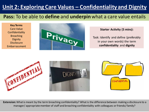 Level 2 HSC Unit 2 care values